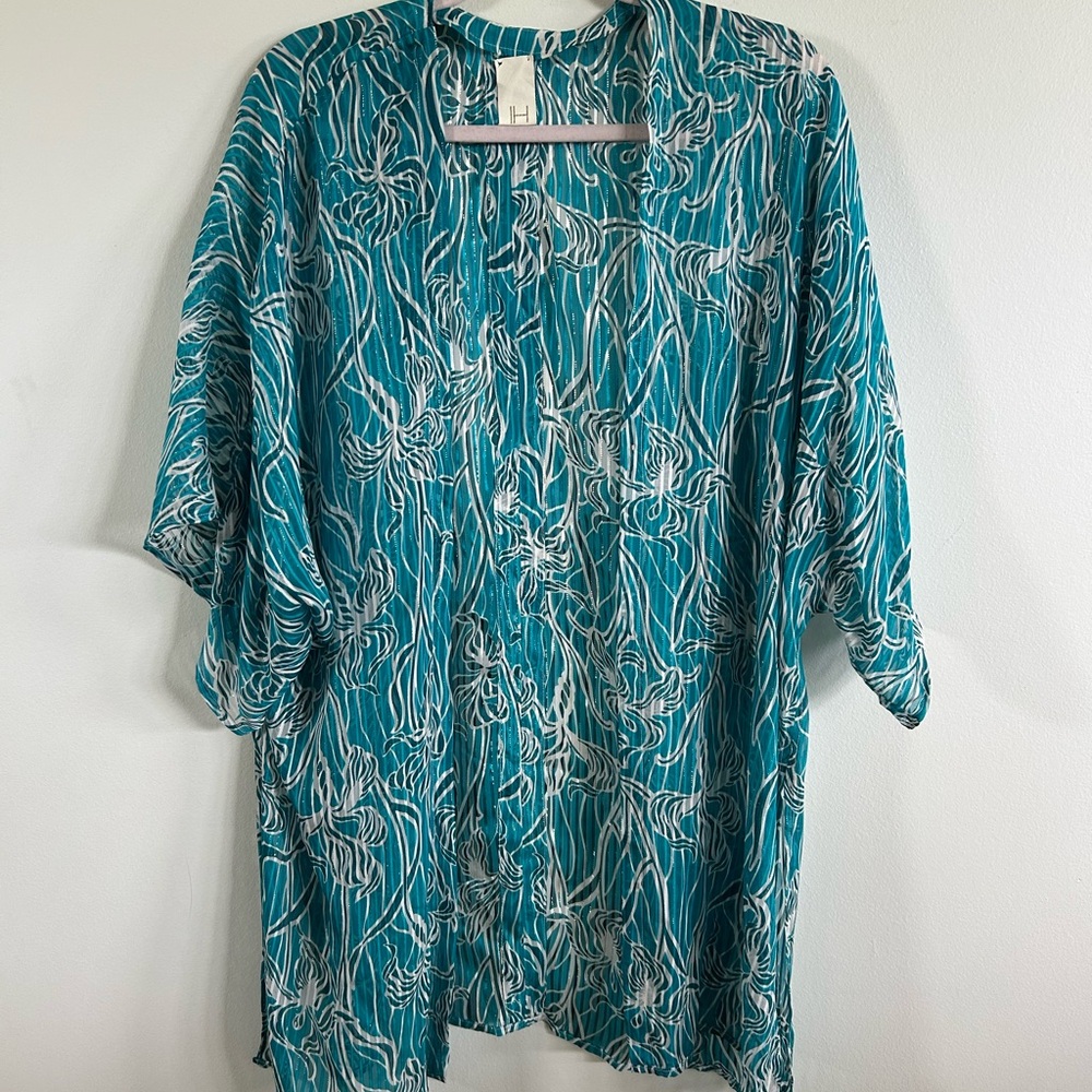 Julie Harrah teal tunic silk one size